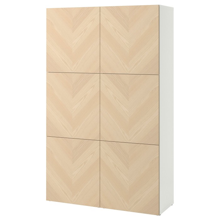 Комбинированный шкаф BESTÅ с дверями, белый/шпон ясеня Hedeviken, 120x42x193 см.