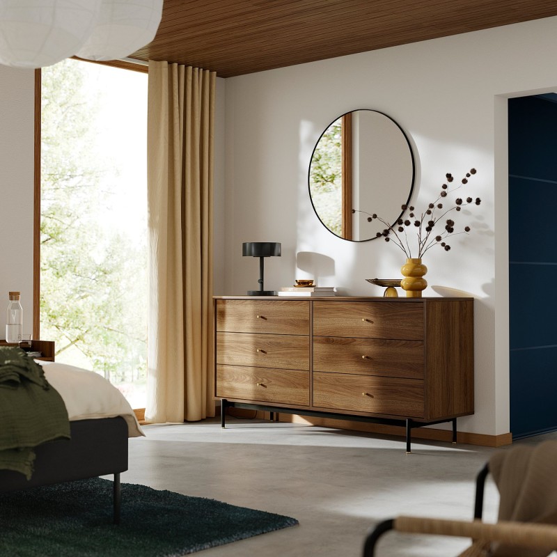 Комод RÅDMANSÖ, 6 ящиков, орехово-коричневый, 159x48x81 см