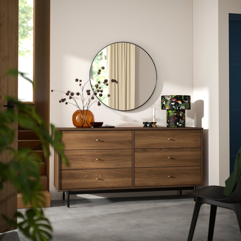 Комод RÅDMANSÖ, 6 ящиков, орехово-коричневый, 159x48x81 см