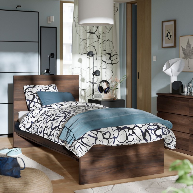 Кровать STORKLINTA, темно-коричневый дуб, 90x200 см.