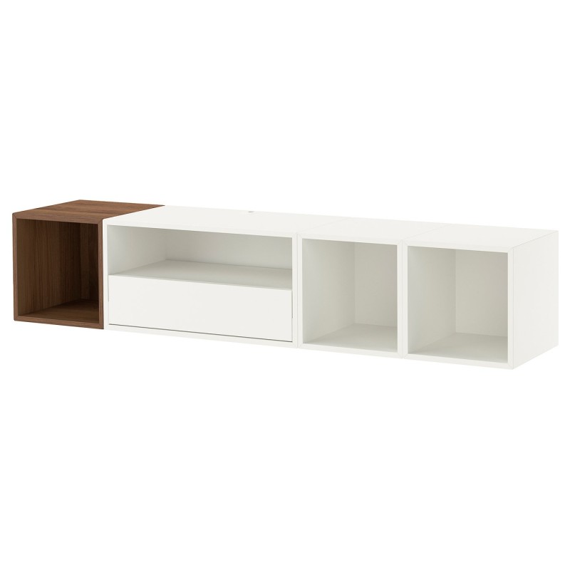 Тумба под телевизор EKET, hi-fi, белый/коричневый орех, 175x35x35 см