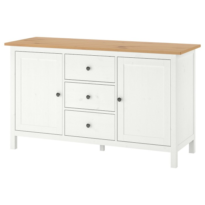 Комод HEMNES, белый с светло-коричневой отделкой, 157 x 88 см.