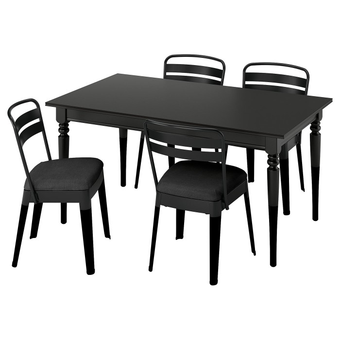 ROSENTORP / RAMSNÄS Стол и 4 стула, черный/черный, 155/215x87 см