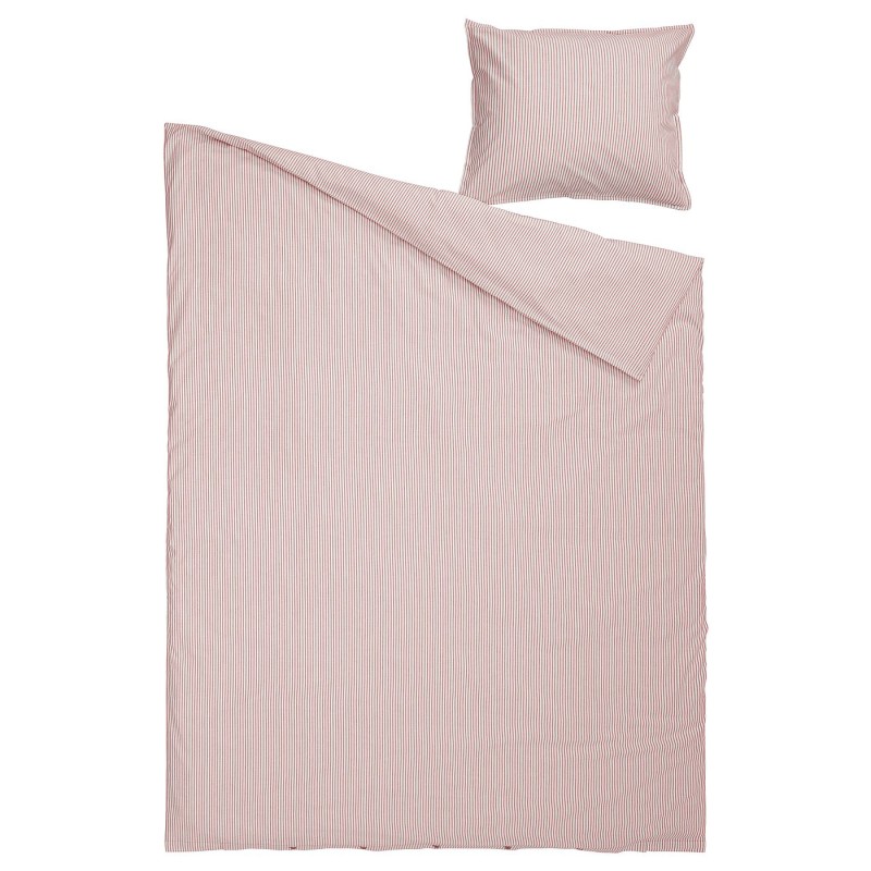 SOLFIBBLA Пододеяло и наволочка, белый красный/в полоску, 150x200/50x60 см