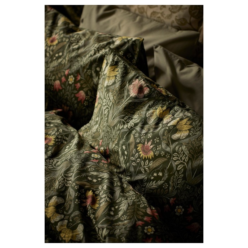 KÄRRDUNÖRT Пододеяло и 2 наволочки, темно-зеленый/разноцветный, 200x200/50x60 см