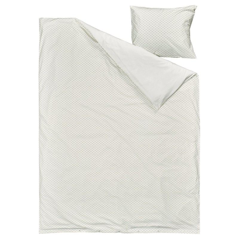 Пододеяло и наволочка BANDKNIPPE, белый/зеленый, 150x200/50x60 см