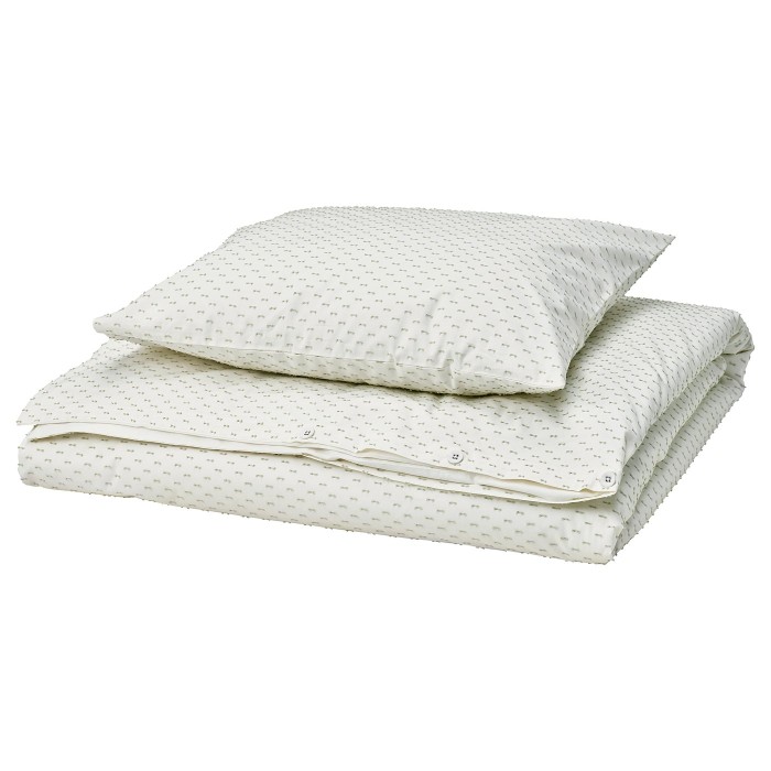 Пододеяло и наволочка BANDKNIPPE, белый/зеленый, 150x200/50x60 см