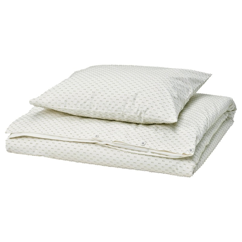 Пододеяло и наволочка BANDKNIPPE, белый/зеленый, 150x200/50x60 см