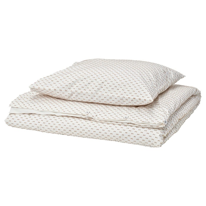 Пододеяло и наволочка BANDKNIPPE, белый/бежевый, 150x200/50x60 см