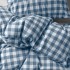 ЭКТАНДВИНГЕ Пододеяло и 2 наволочки, темно-синий белый/в клетку, 200x200/50x60 см