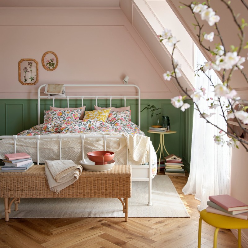 Пододеяло и наволочка DAGGSALVIA, разноцветный/цветочный узор, 150x200/50x60 см