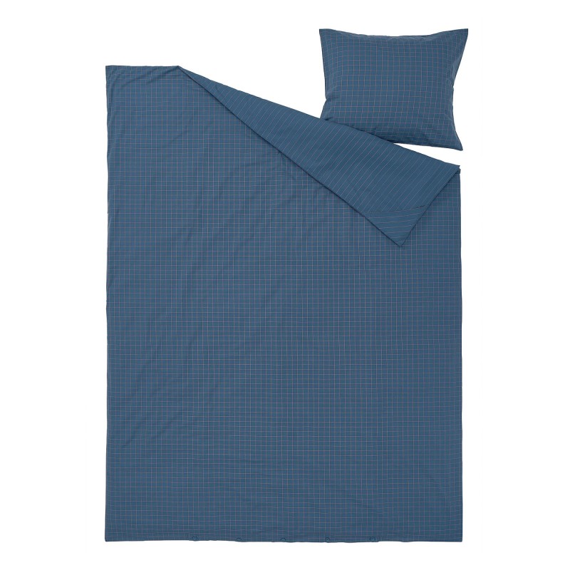 DOFTAKLEJA Пододеятель и наволочка, темно-синий/светло-коричневый, 150x200/50x60 см